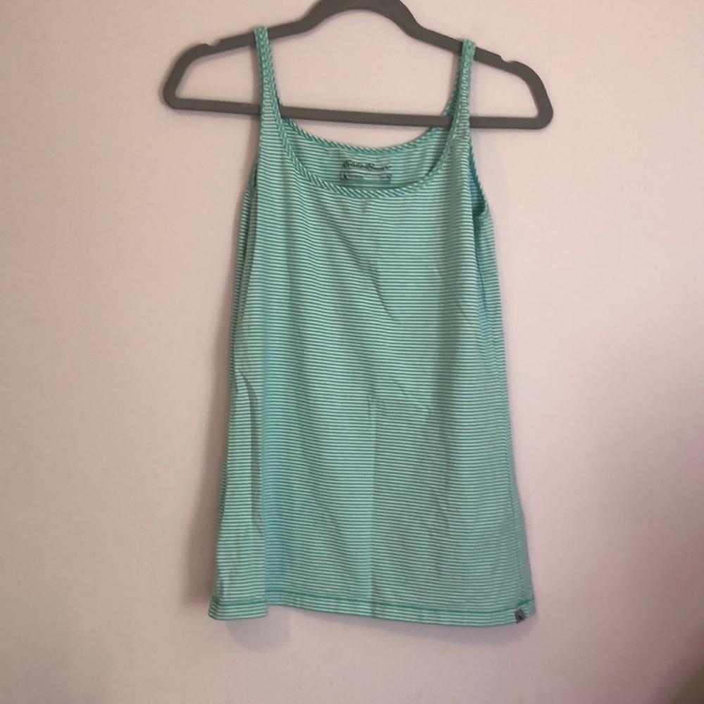 Eddie Bauer teal and white stripe tank